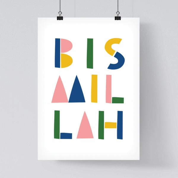 Colourful 'Bismillah' Toy Block Print